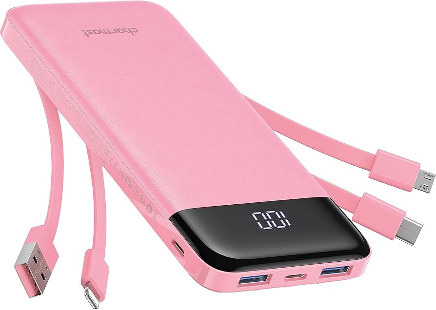 Portable Charger with Built in Cables, Portable Charger with Cords Wires Slim 10000mAh Travel Essentials Battery - Image 3