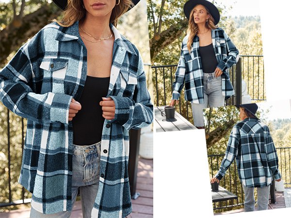 AUTOMET Womens Fall Outfits Fashion Clothes Shackets Flannel Plaid Button Down Long Sleeve Shirts Jackets - Image 2