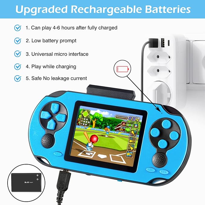 16 Bit Handheld Game for Kids Adults, 3.0'' Large Screen Preloaded 230 HD - Image 3